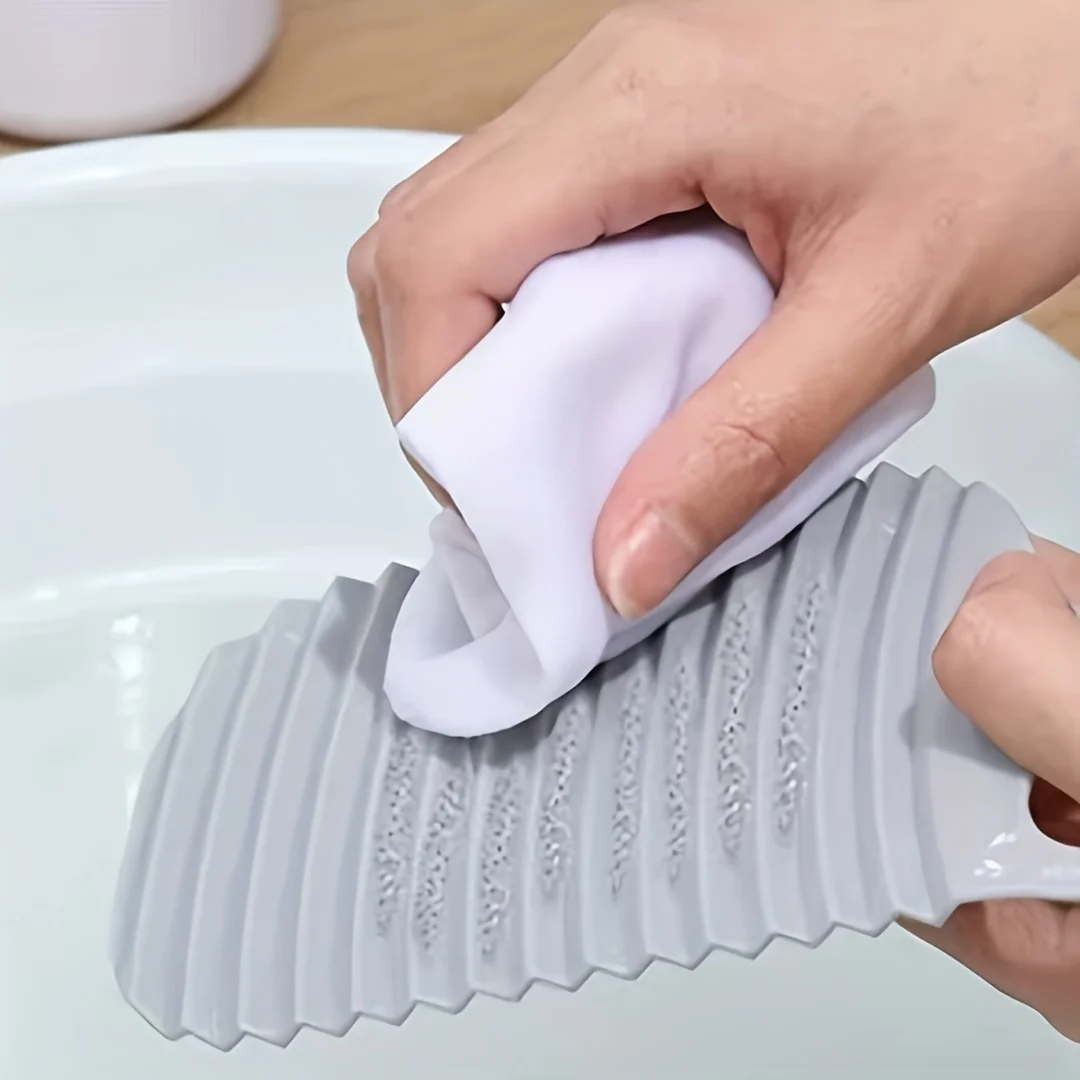 Mini Washing Board for Dorms - Non-Slip Thickened Plastic Laundry Board,Compact Design for Socks,Underwear,Clothes - Durable