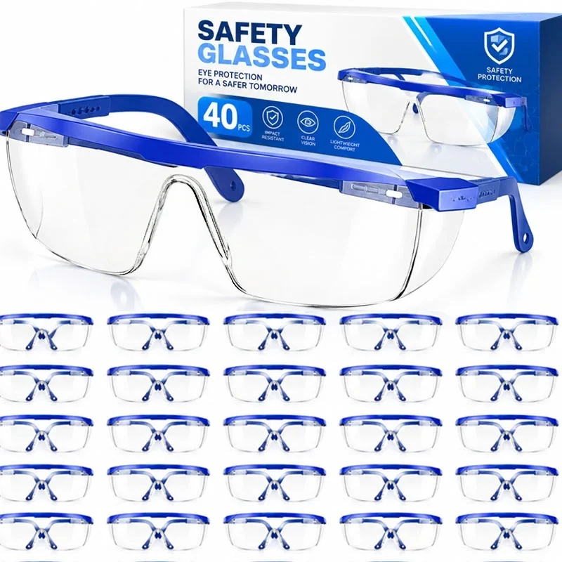 40PCS Work Safety Anti-Splash Eye Protection Goggles Glass Windproof Dustproof Waterproof Protective Glasses Cycling Goggles