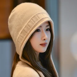 Russian Ushanka Hats With Earflap 100% Cashmere Women Bomber Hats Ladies Windproof Snow Thicker Warm Winter Caps 2024