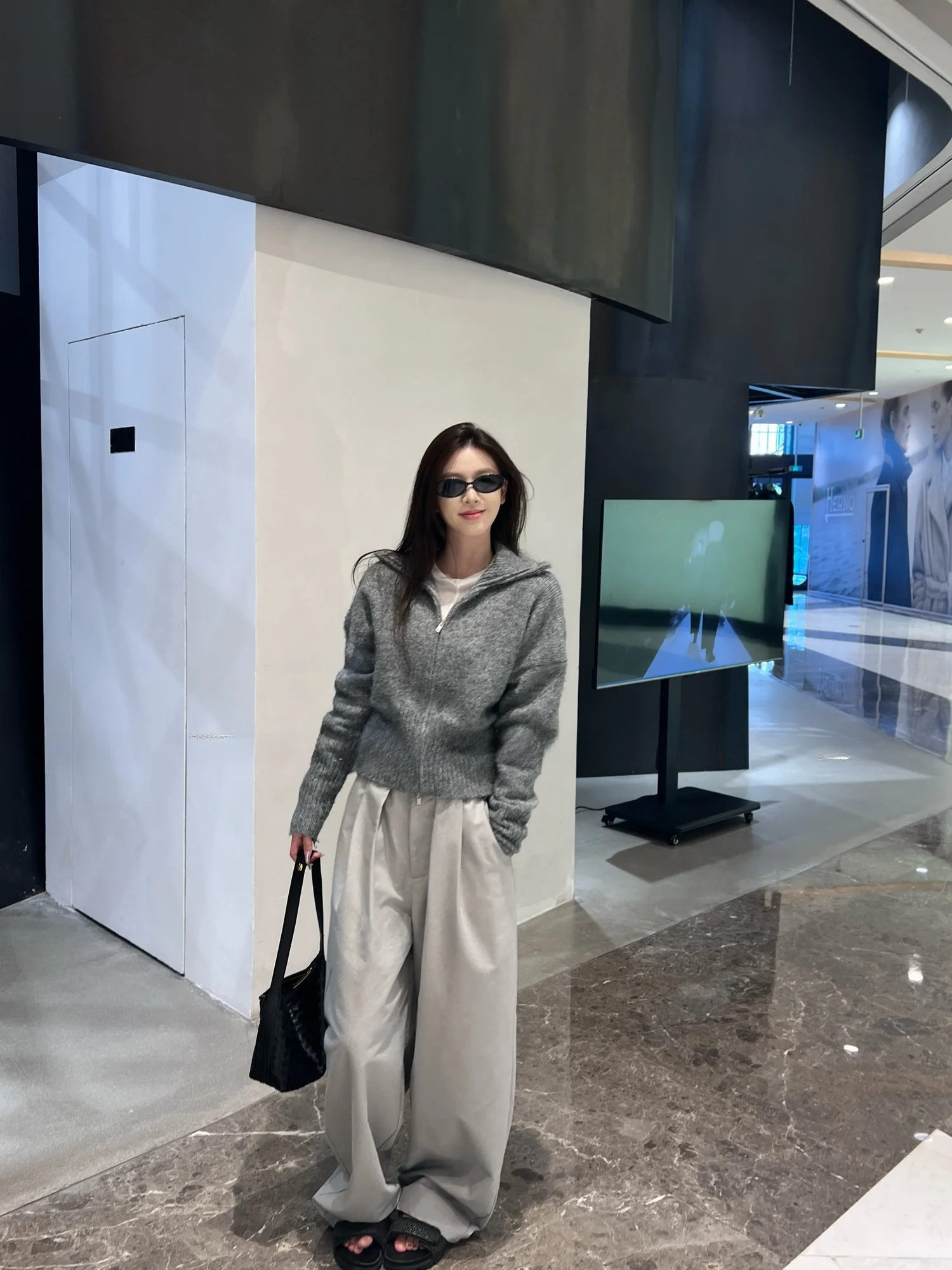 

XXBAI Limited теплый воротник-стойка двойная молния ор свитер кардиган женская осенне-зимняя свободная длинная верхняя одежда све