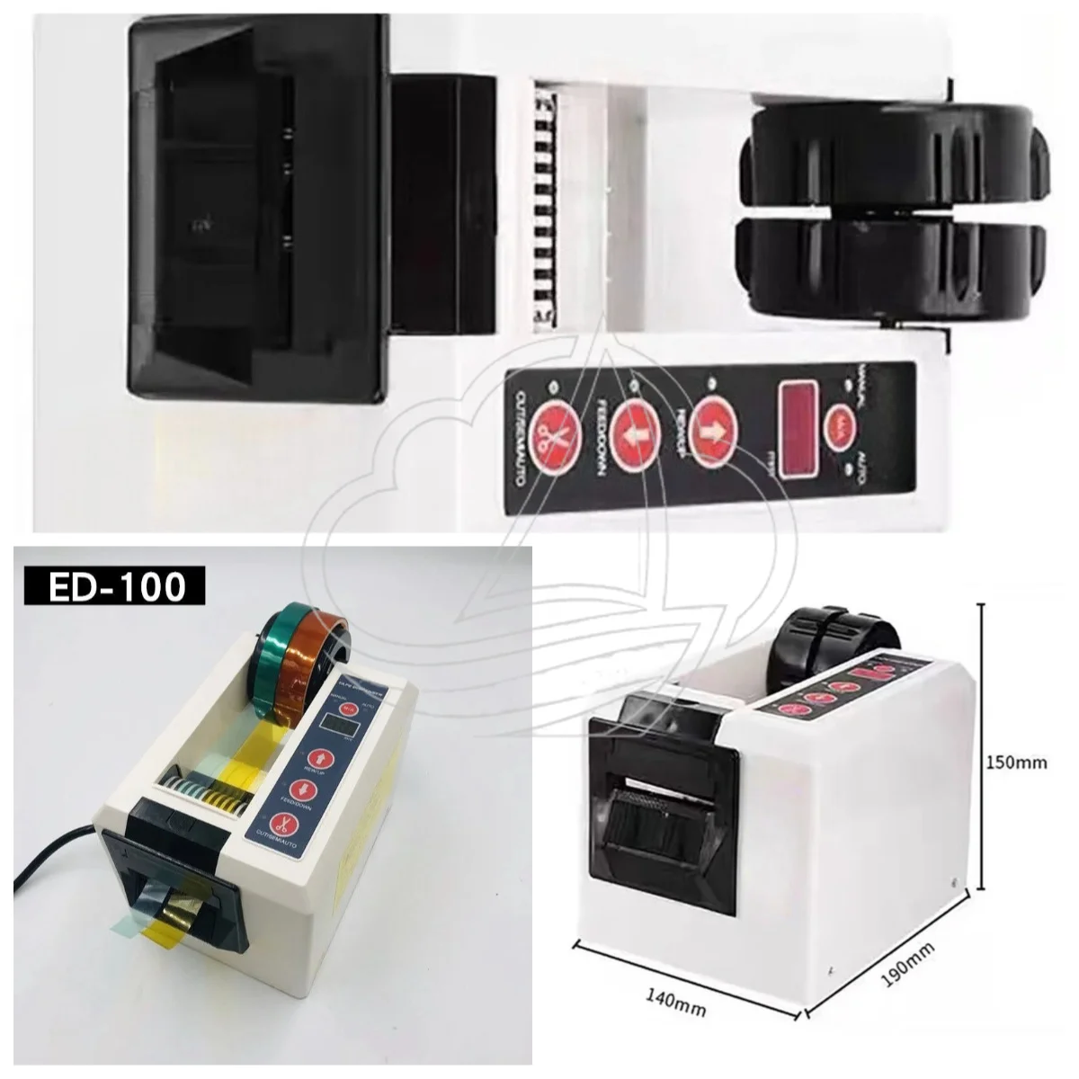 Automatic Tape Cutter ED-100 Model, Scotch Tape Dispenser Dual Sided Adhesive Machine for Office Home Desktop