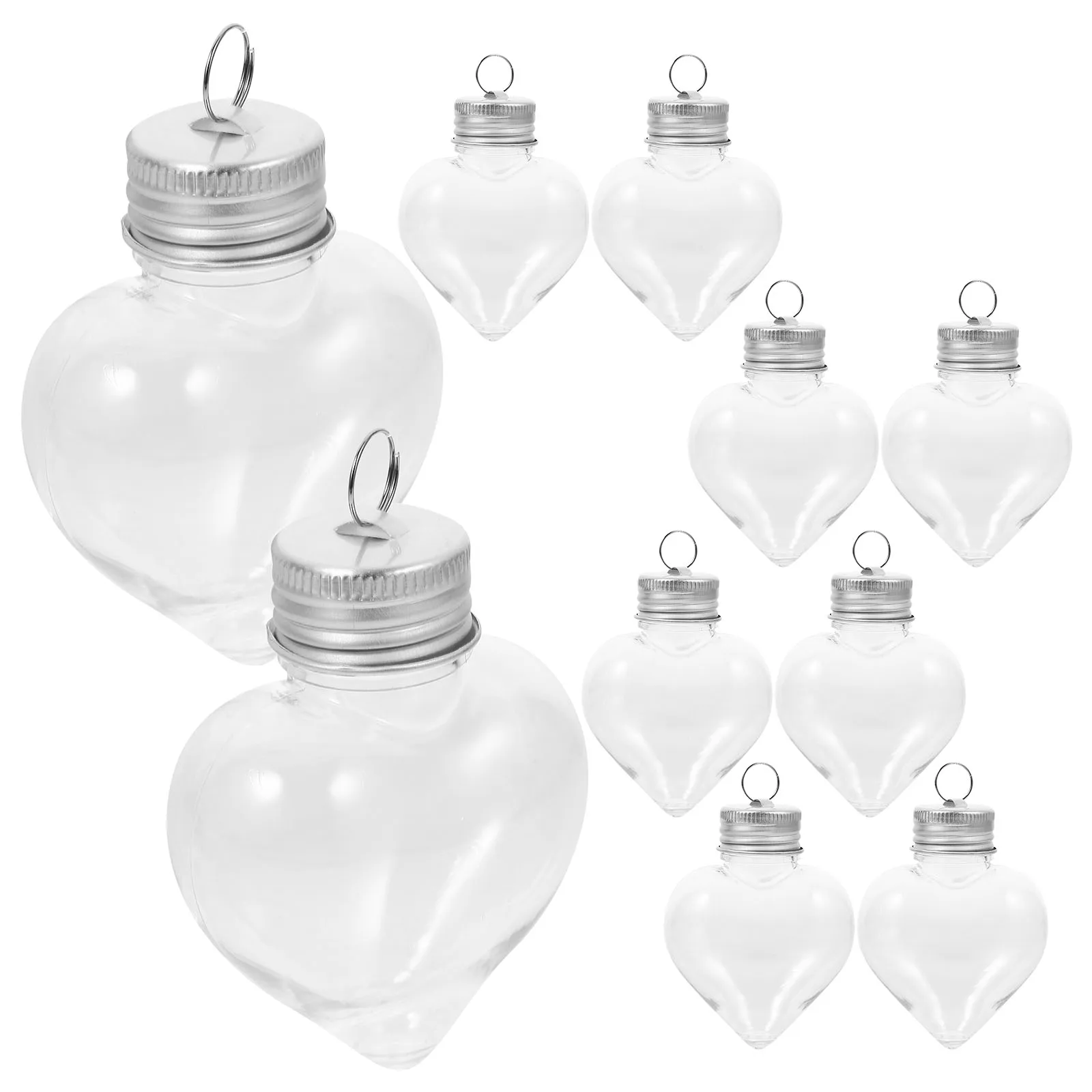 

10pcs Heart Shaped Bottle Hanging Decoration Transparent Candy Storage Container Portable Empty Juice Bottle For Christmas