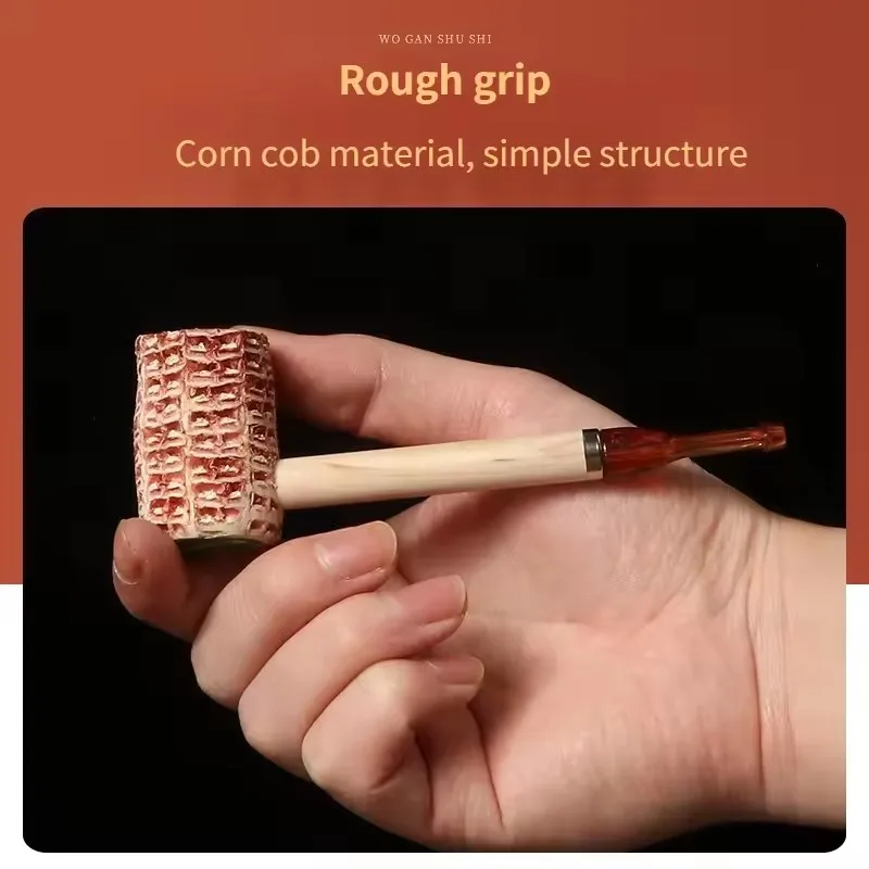 Disposable Corncob Smoking Pipe Natural Corn Cigarette Holder Mouthpiece Straight Curved Pipe For Novice Smokers Gift