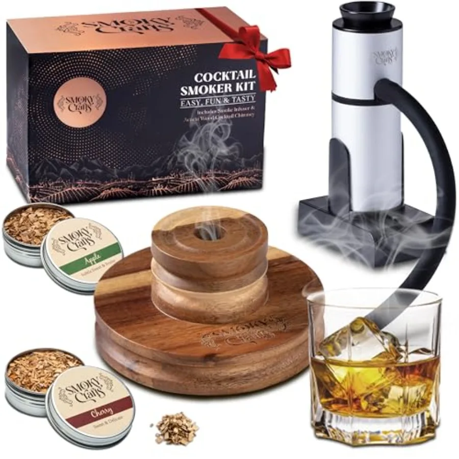 

Набор для копчения виски Acacia с дымогенератором и древесной щепой (яблоко и вишня) - Набор для копчения напитков - Набор для копчения коктейлей - Набор для виски-копчения