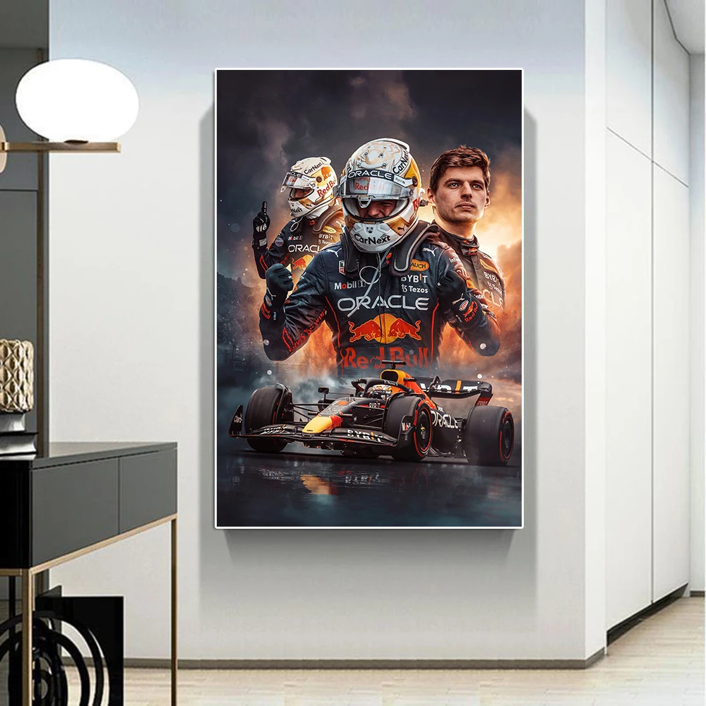 Formula Grand Prix Champion Verstappen Poster Print Red Team Racer Portrait Graffiti Canvas Painting Club Wall Art Room Decor