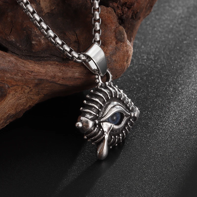 Retro Eye of God Pendant Necklace for Men and Women All-Seeing Eye Trendy Hip-Hop Jewelry Gift