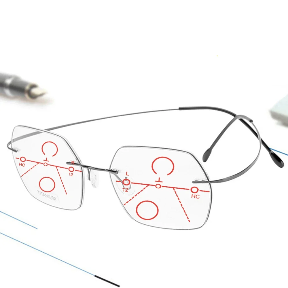 

Men Women Hexagon Rimless Frameless Ultralight Progressive Multifocus Reading Glasses +0.75 +1 +1.25 +1.5 +1.75 +2 +2.25 to +4