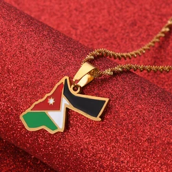 The Hashemite Kingdom of Jordan Map Flag Pendant Necklace Jewelry Gift