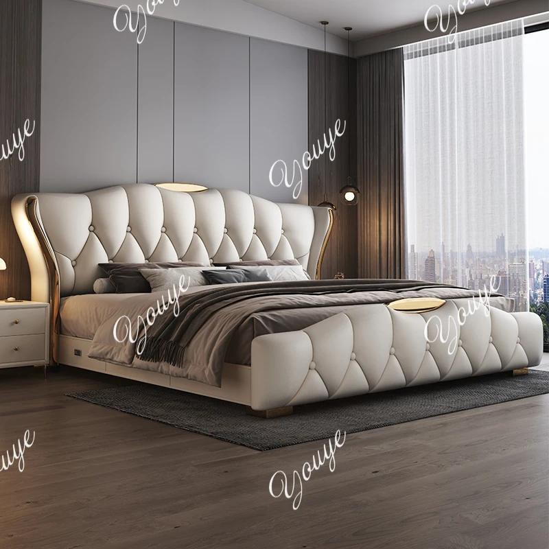 

180X200 см деревянная полка, роскошная мебель для спальни, современная кожаная двуспальная кровать, каркас изголовья кровати Cama De Casal King, скандинавский дом