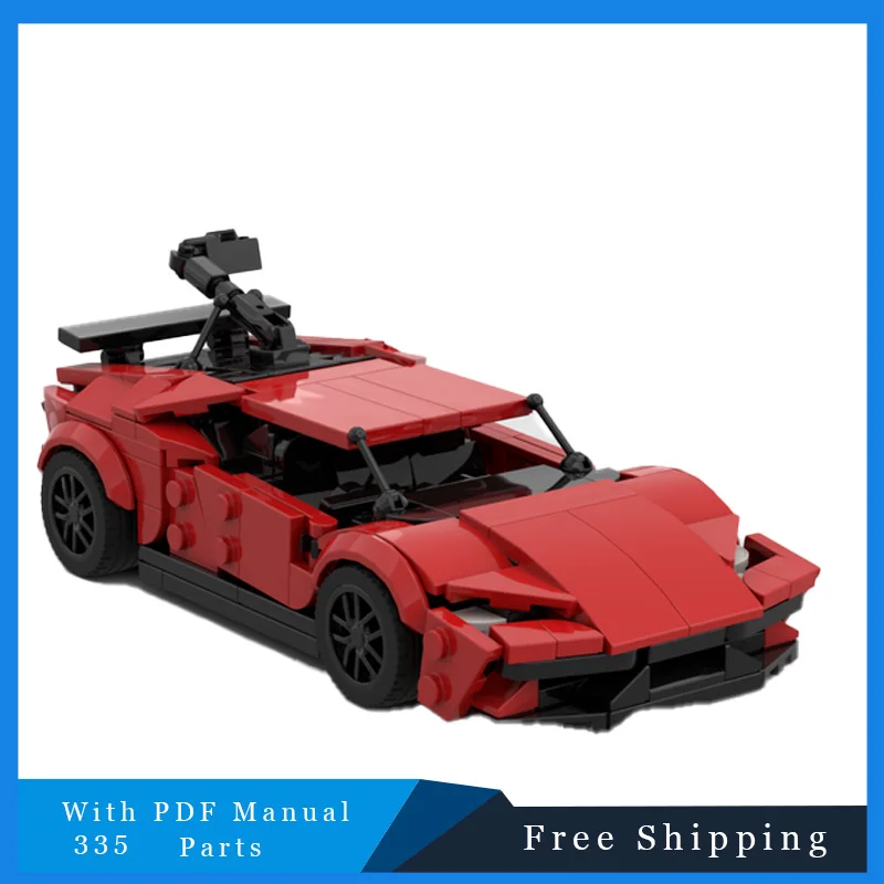 

335 PCS MOC Red Sports Car Technology Bricks Building Block Model Model Creative Display Toy Adults Kids Christmas Birthday Gift
