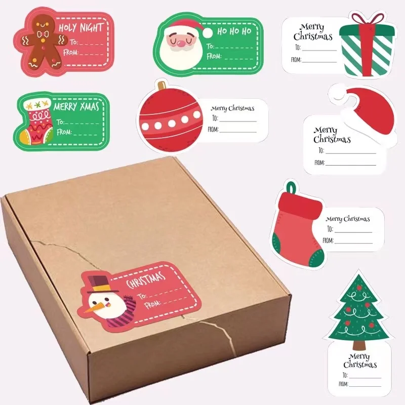 10 szt.-50 szt. Naklejki świąteczne uszczelka samoprzylepna etykiety choinkowe wielofunkcyjne naklejki Merry Christmas dekoracje na przyjęcie