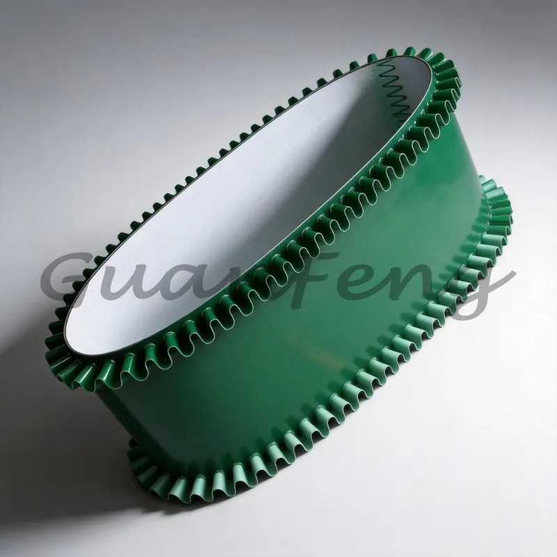 Edge‑Sealed Sidewall Conveyor Belt, 4MM Food‑Grade Rubber Belt, Chevron Diamond Anti‑Skid Pattern For Material Transport
