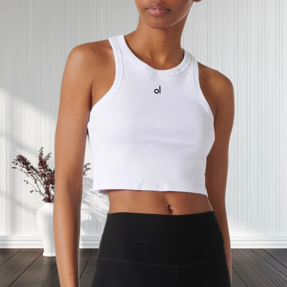 

Тренажерный зал для майки Топ без рукавов Лето Новый спортивный жилет для йоги Бег Повседневные женские топы Сексуальный укороченный жилет Однотонная модная черная майка