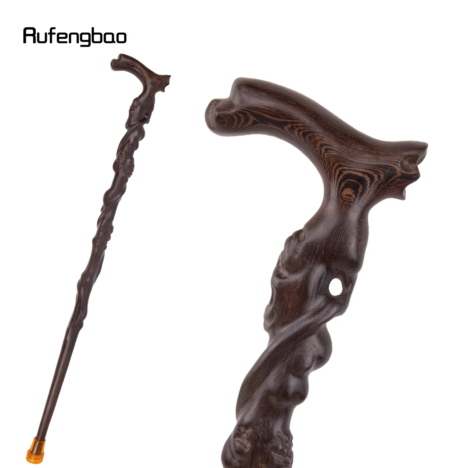 Brown Tree Root Wooden Single Joint Walking Stick Decorative Cospaly Party Cane Crutch Wand Crosier 93cm  Performance Stage Cane