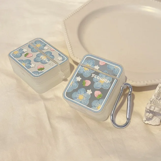 Ins flor de espejo cuadrado adecuada para Apple AirPods1/2, funda para auriculares pro2, nueva funda para auriculares