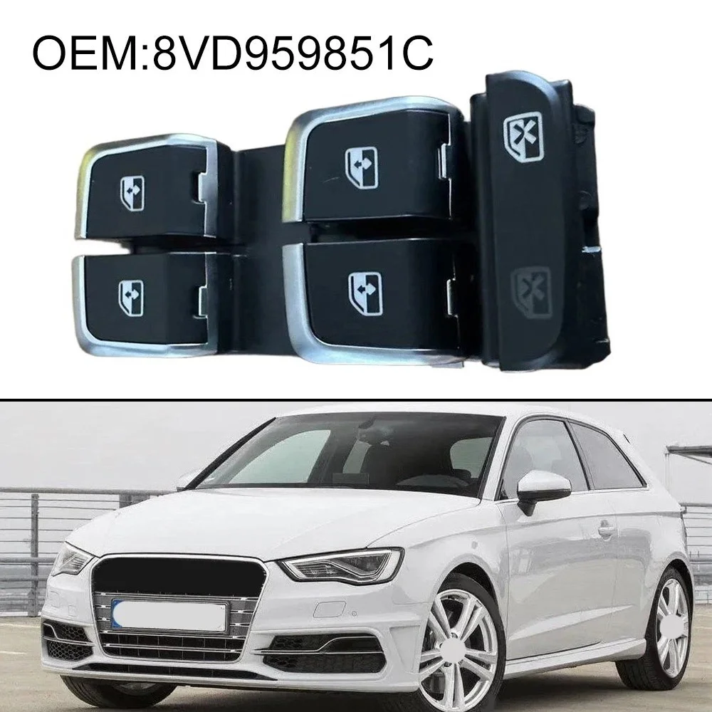 High quality Window Switch 8VD959851C Electric Control Button For Audi A3 S3 RS3 2013-2020 Black ABS Replacement Interior Part