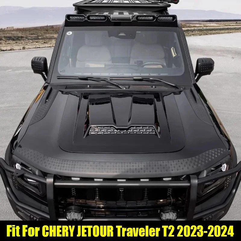 New! Car Engine Decorative Cover Fit for CHERY Jetour Traveller T2 2023 2024 Modified Brabus Style Hood Cover Car Exterior Trim