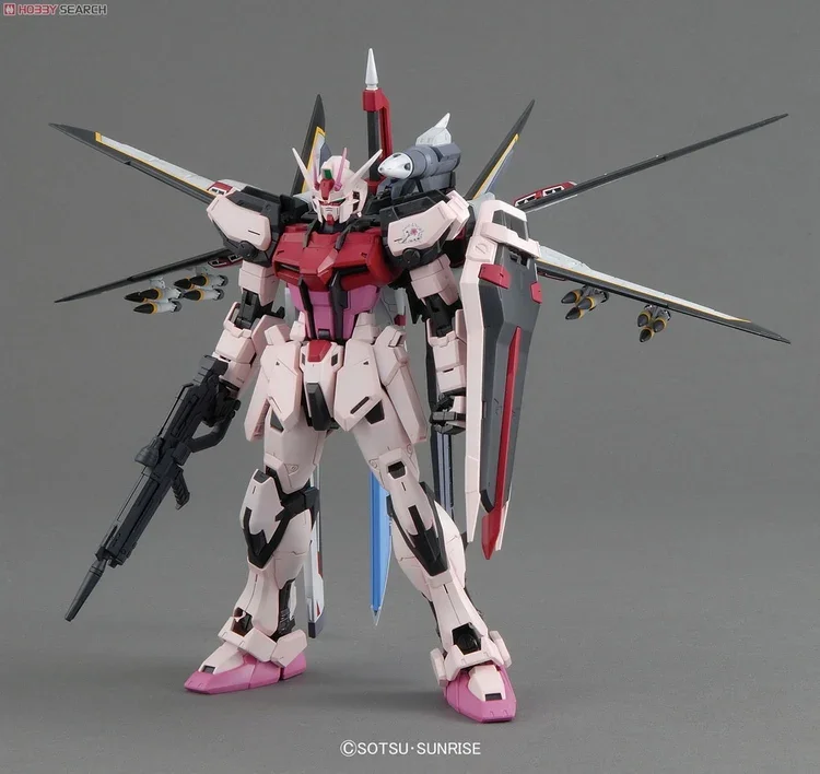 Figura de acción de Bandai MG 1/100 MBF-02 + EW454F STRIKE ROUGE Gundam, modelo Original de Anime, juguete de ensamblaje para niño