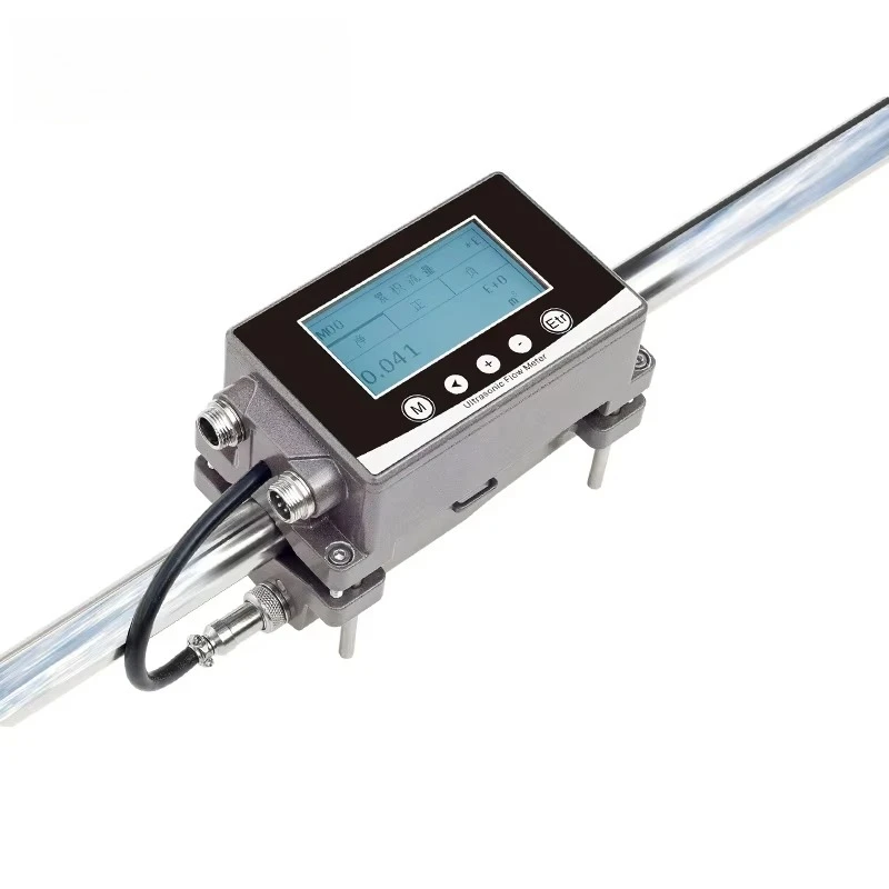Aluminum Plastic 4-20mA Modbus RS485 IP65 DC Portable Ultrasonic Water Liquid Flowmeter Transmitters Flow Meters Sensor