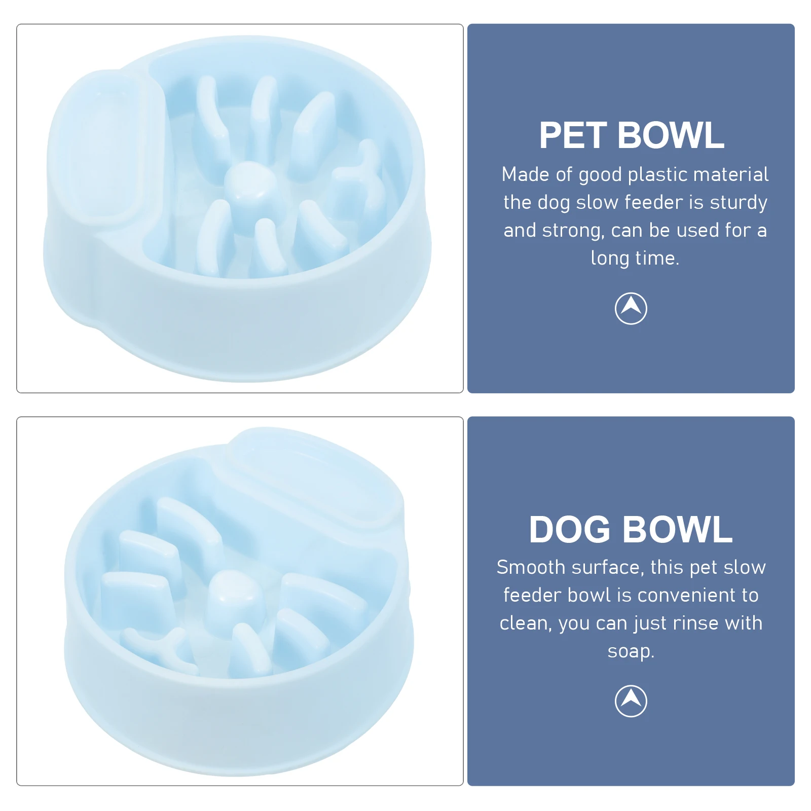 

Pet Slow Feeder Bowl for Small Dogs Blue Plastic Wear resistant Anti choking Design Feeding Station Dog Cat Supplies