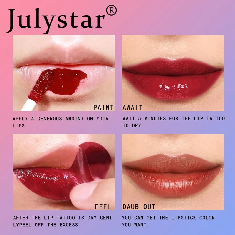 Peel off Lip Gloss Long Lasting Waterproof Matte Liquid Lipstick Lip Tint Stain for Women Makeup Cosmetic