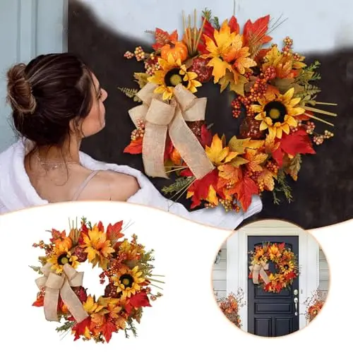 Decorative , Autumn Door  Halloween Door Outdoor Wreath for Front Door Extra Large Wreath Wall