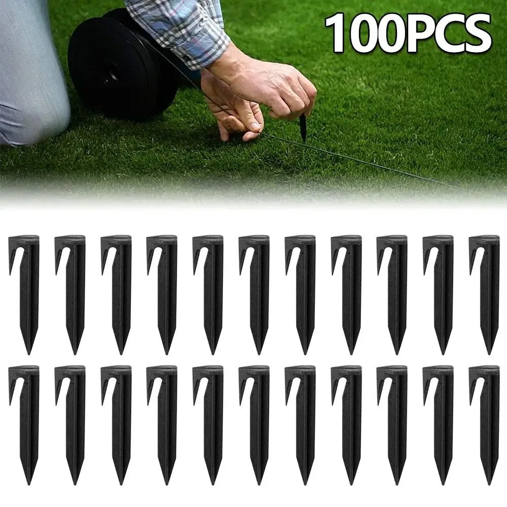 100pcs New Plastic Lawn Mower Peg Outdoors Stable Ground Pegs Camping Tent Pegs