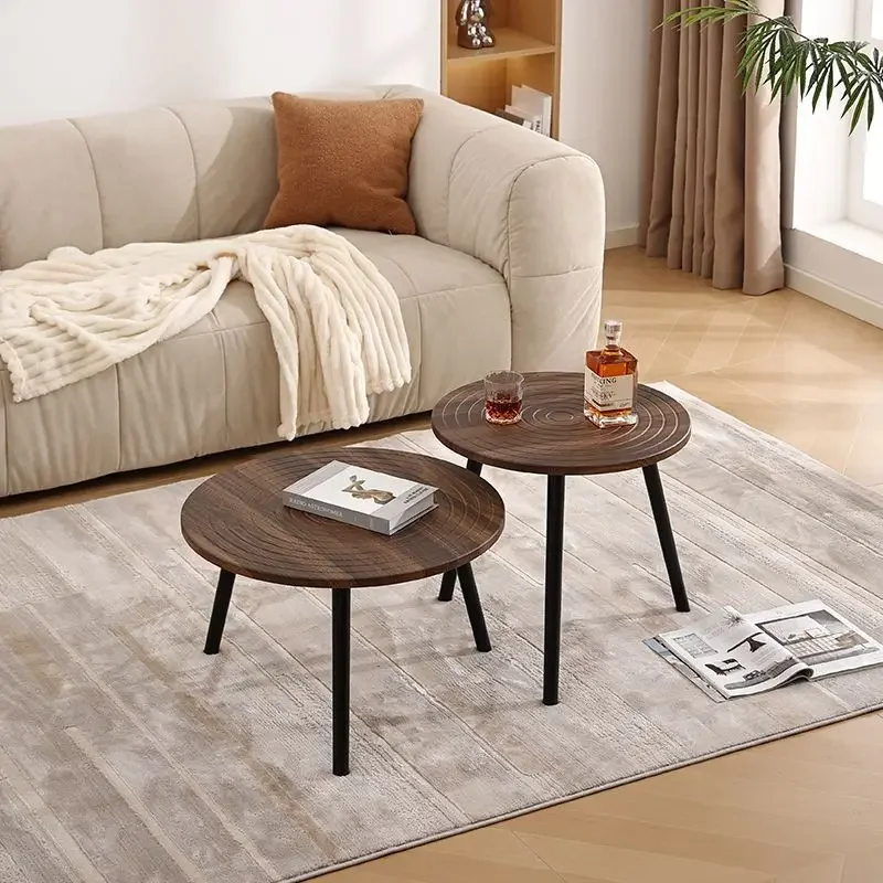 Light luxury annual rings retro living room coffee table small table simple modern round small coffee table home sofa