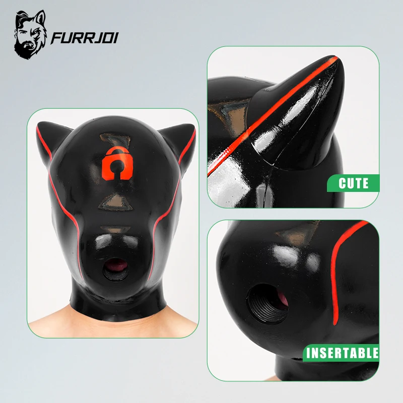 قناع كلب واقعي من السيليكون من Furrjoi IDO مع فتحة قابلة للإدخال للعب الأدوار للكلاب