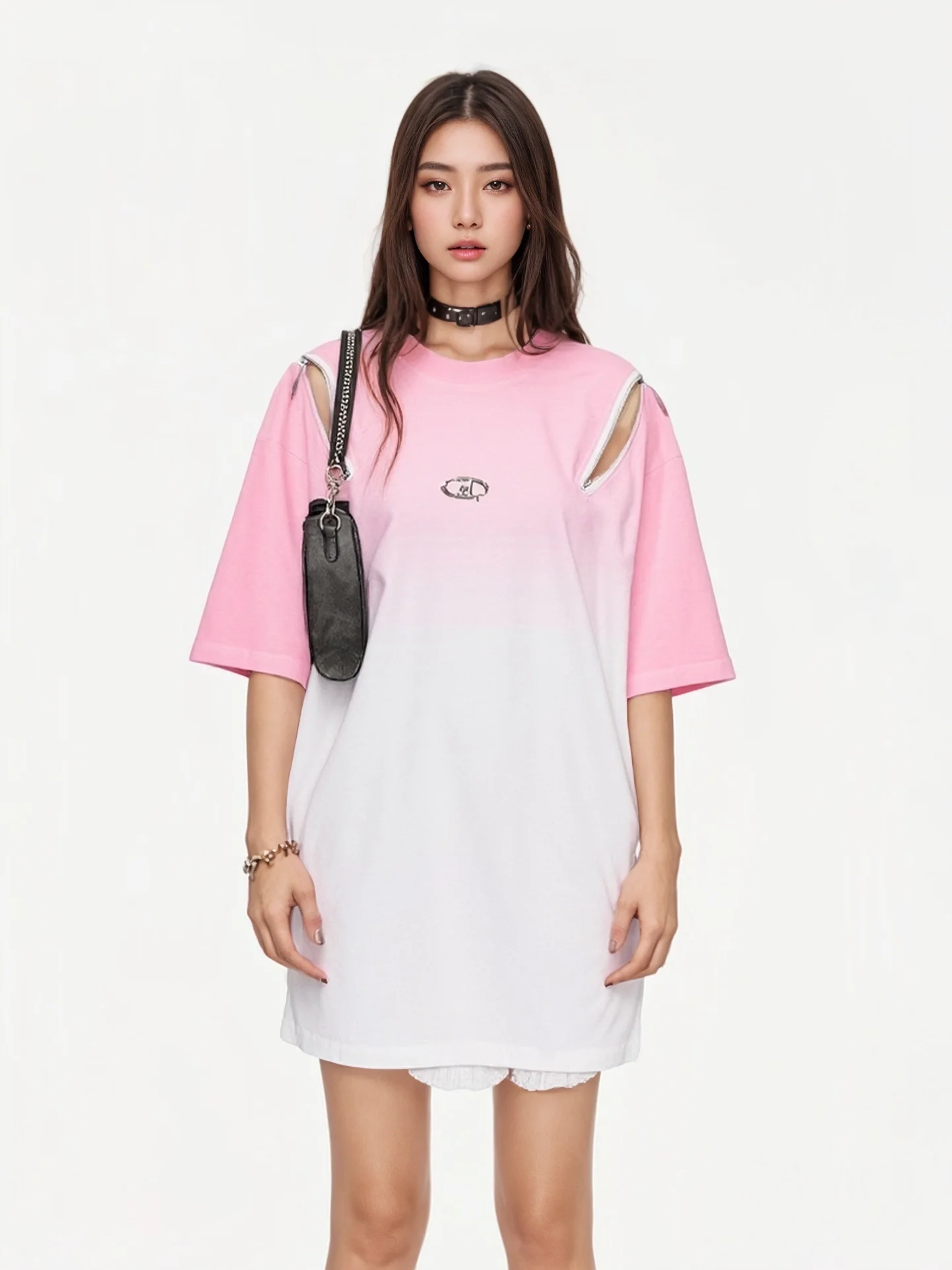 

Женский летний хлопковый топ Bloom World с круглым вырезом, коротким рукавом, открытыми плечами, средней длины, с боковой молнией, разноцветный