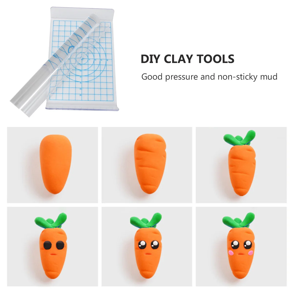 

3pcs Acrylic Clay Tools Set For Polymer Clay Modeling Rectangle U-Shaped Board With Solid Empty Rods Durable Craft Rolling Kit