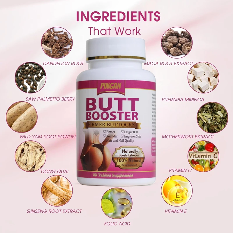 

Natural Hip Lifting Medicine, Herbal Supplement for Buttocks, Plump HIPS Enhancing Firmness and Attractiveness, 60 Capsules