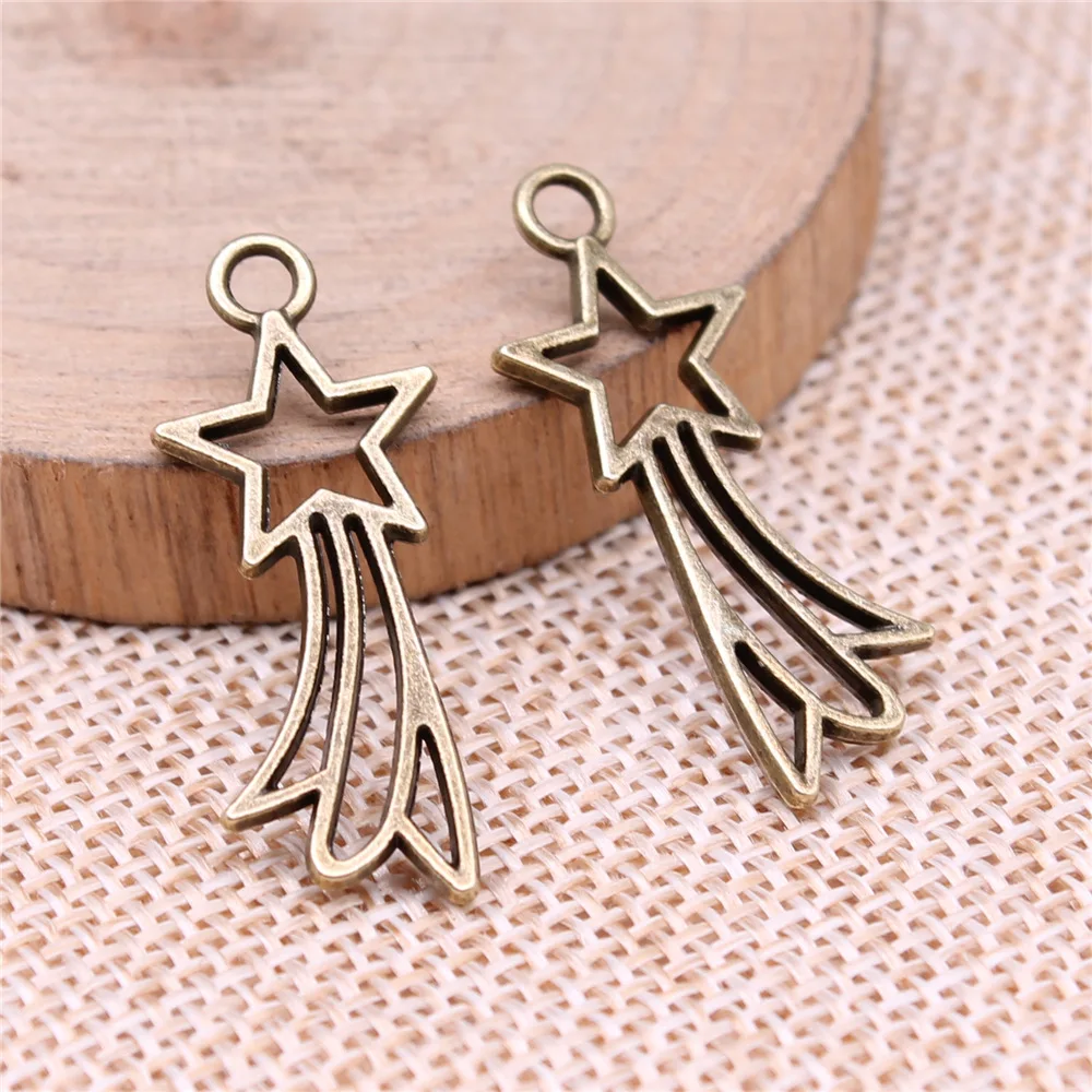 10pcs 30x12mm Alloy Charms Shooting Star Pendants