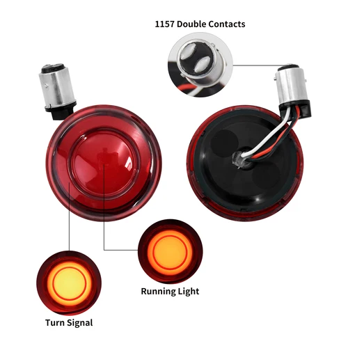 Imagen 2 del producto Luz LED de intermitente delantera para motocicleta Harley Sportster XL 883 Dyna Softail Touring, 1157 conversiones, estilo bala