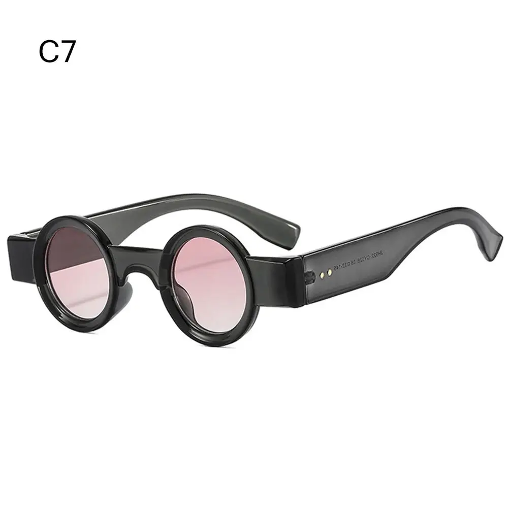 Ins Popular Clear Ocean Lens UV400 Rivets Punk Shades Sun Glasses Small Round Sunglasses