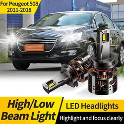 2PCS For Peugeot 508 2011-2018 H7 LED High Power Headlights 110W 30000LM Bright High Low Beam Lamp 6000K 12V Replacement Bulbs