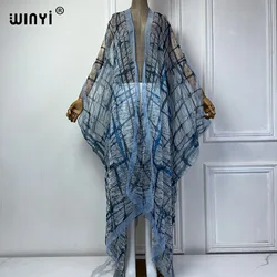 WINYI kimono letnia perspektywa seksowny kardigan Boho 2024 sukienka plażowa Kaftan osłona do bikini wakacyjną stroje plażowe dla kobiet