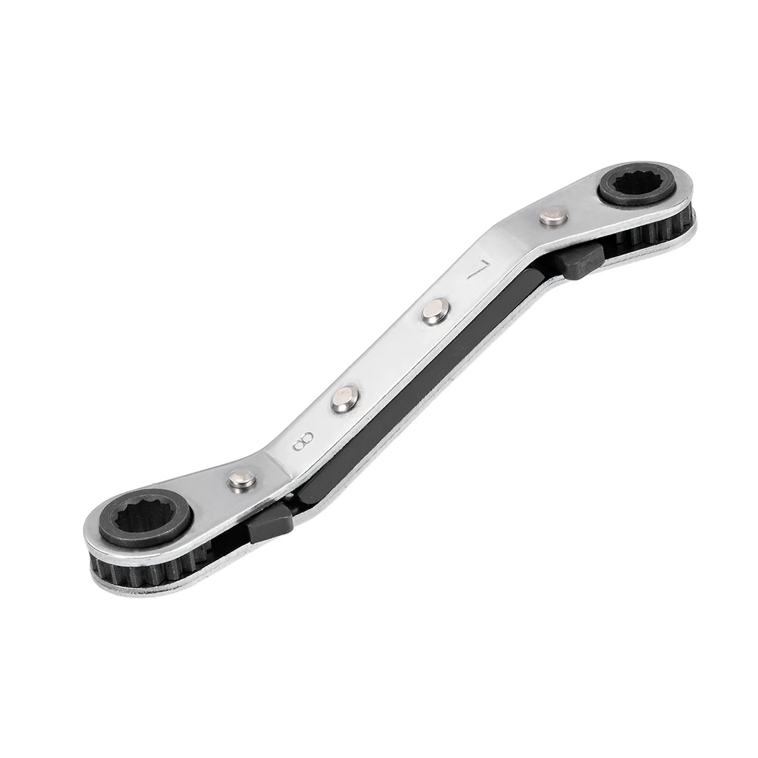

Reversible Ratcheting Wrench, 7mm x 8mm Offset Double Box End, Cr-V
