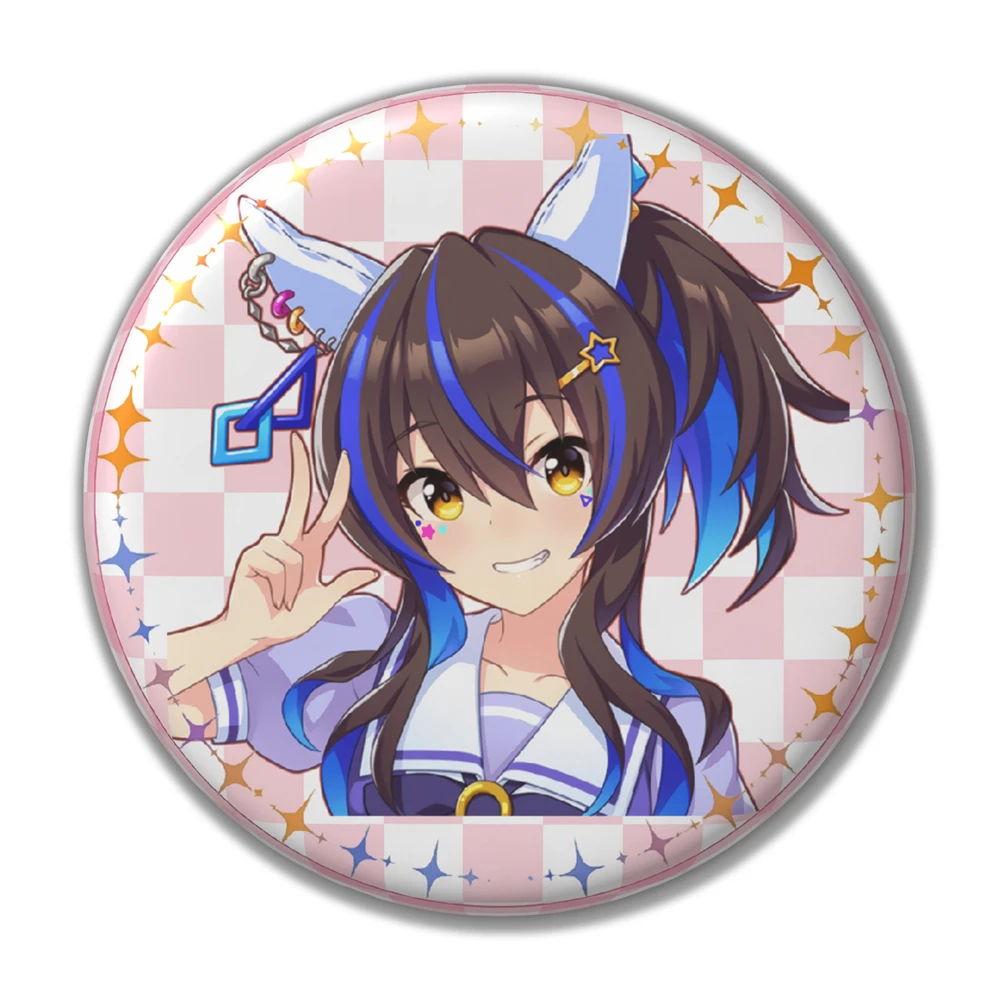 58mm Anime Umamusume Pretty Derby Daiwa Scarlet Special Week Tokai Teio Cosplay COSTUME Badge Pin SPTE Tinplate Brooch﻿ Prop