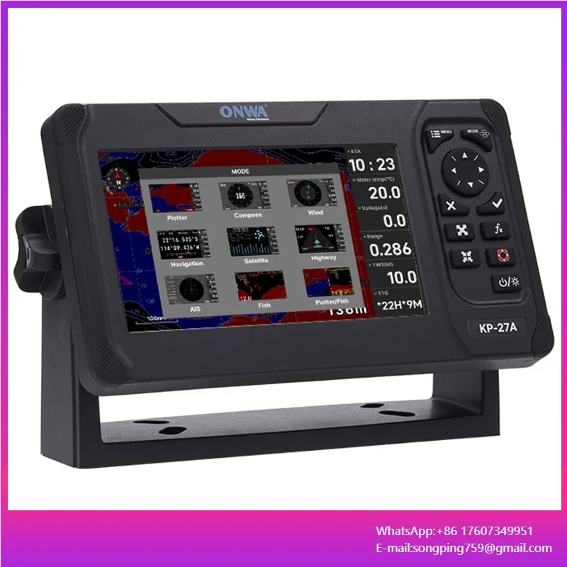 New ONWA KP-27A 7 Inch GPS Chart Plotter Marine Electronics Navigation with AIS Class B+ Transponder