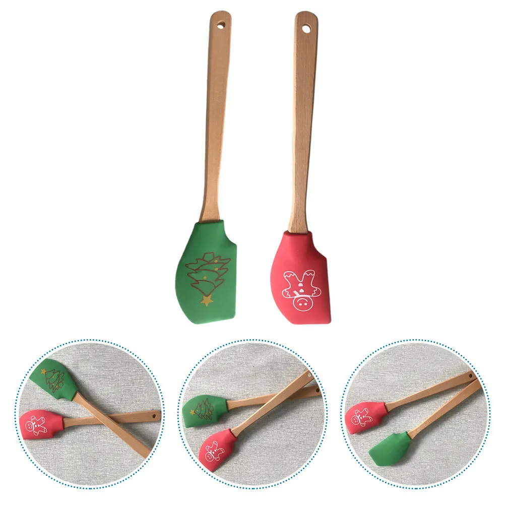 

2pcs Christmas Butter Scrapers Baking Tools Cake Decorating Spatula Silicone Cream Spreader Kitchen Scraper Baking Supply