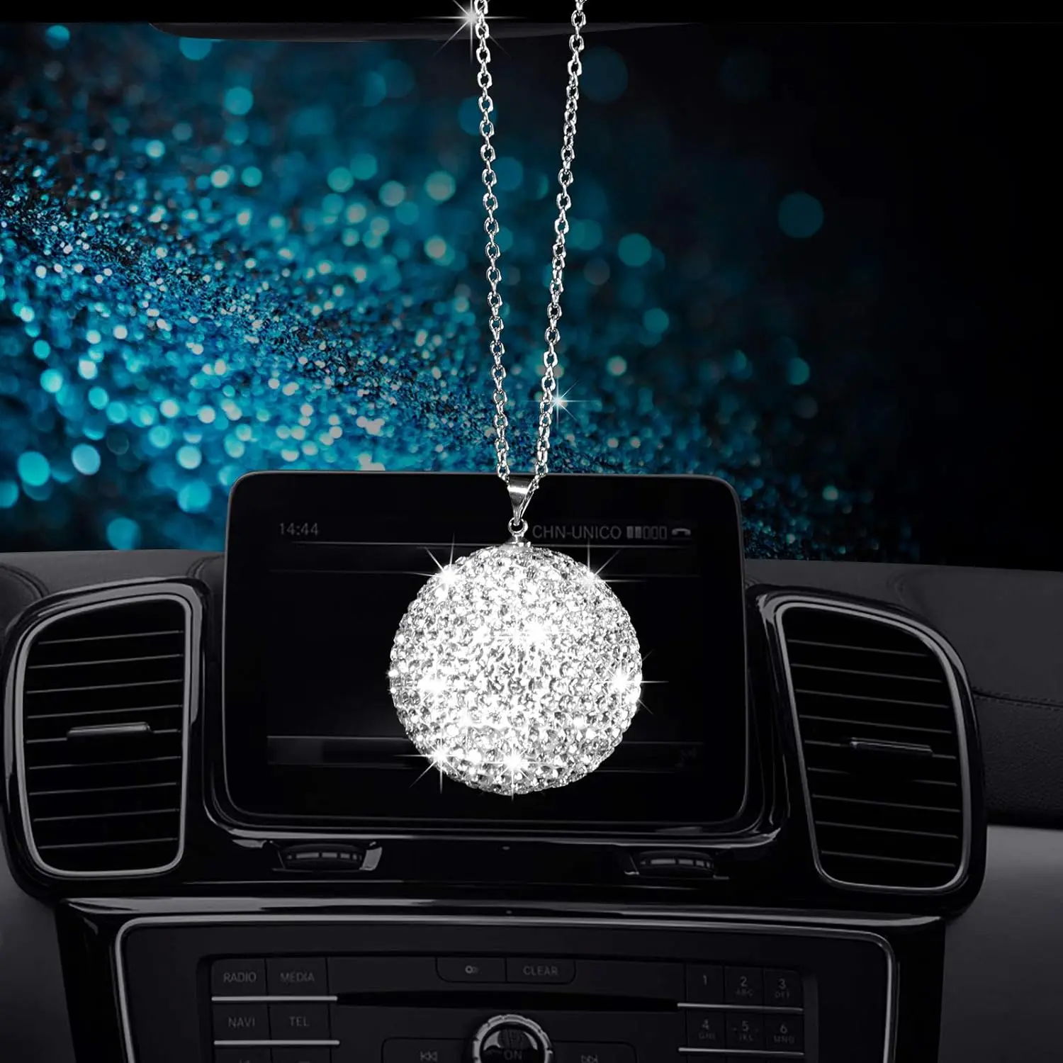 Bling Crystal Ball Car Rear View Mirror, Rhinestone Home Decor Ornament, Crystal Sun Catcher Glam Decoration Charm New Year's Pr