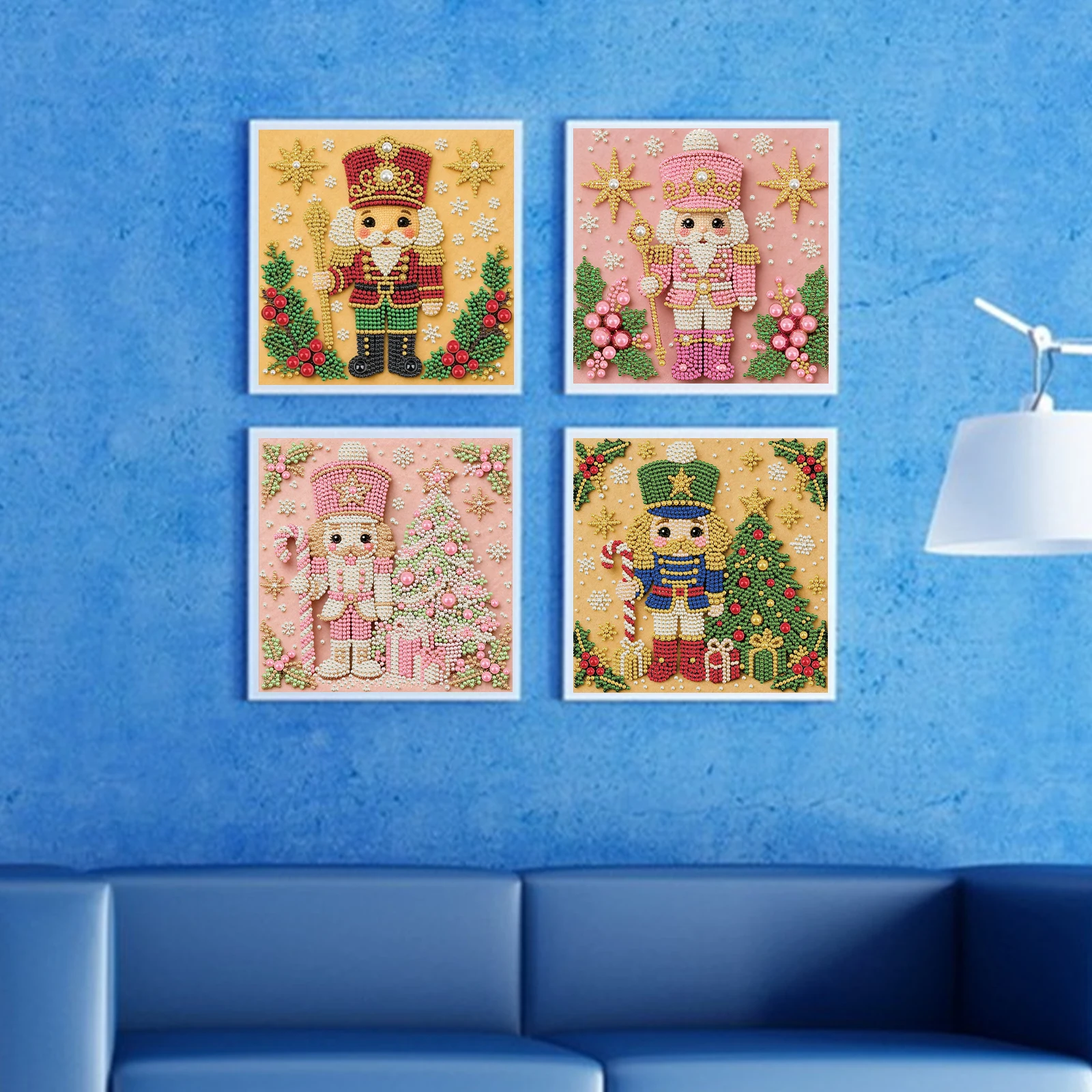 Christmas Soldier Pearl Painting DIY Kit 20x20cm Framed Canvas Bead Art Self-adhesive Complete Craft Tool Set