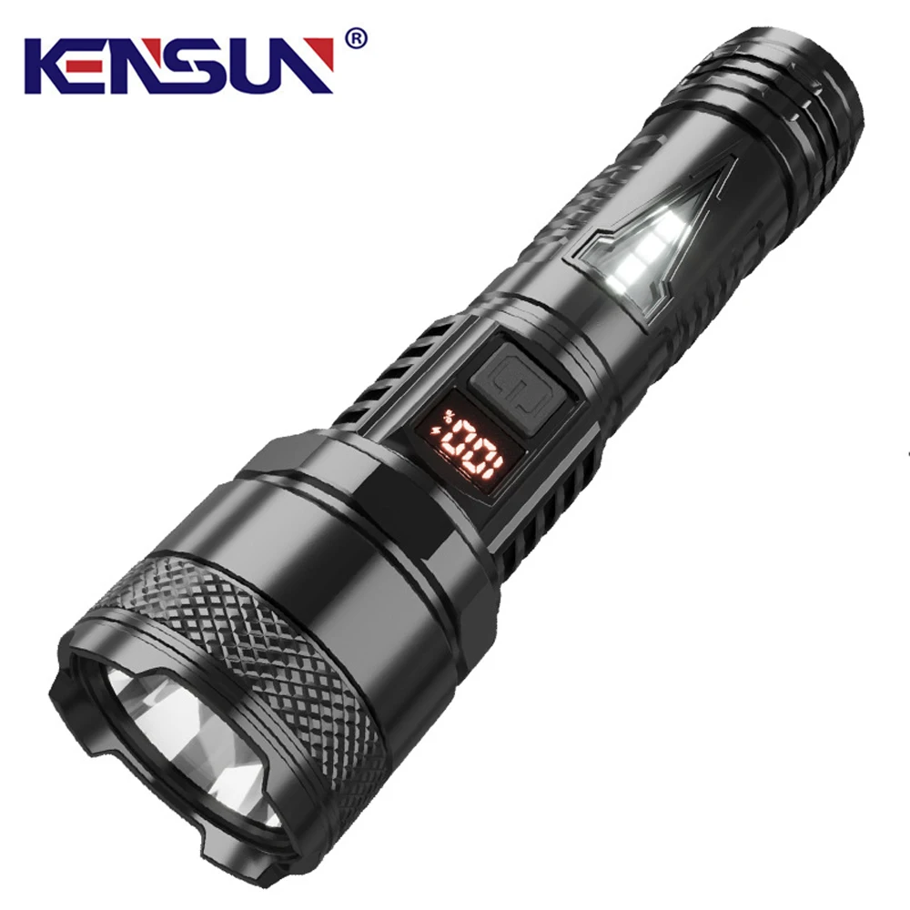 High Power Long-range Lantern Super Bright LED Flashlight USB Rechargeable Tactical Torch With Sidelight Lamp Waterproof Outdoor