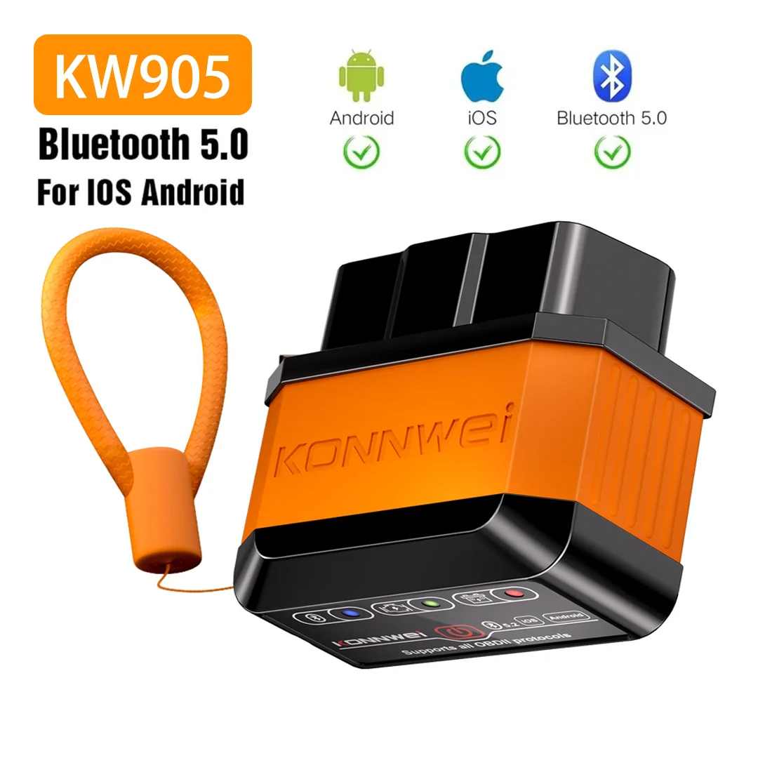 KONNWEI KW905 ELM327 Bluetooth 5.0 OBD2 Scanner, OBDII Car Engine Fault Code Reader Diagnostic Tool for Android & iOS
