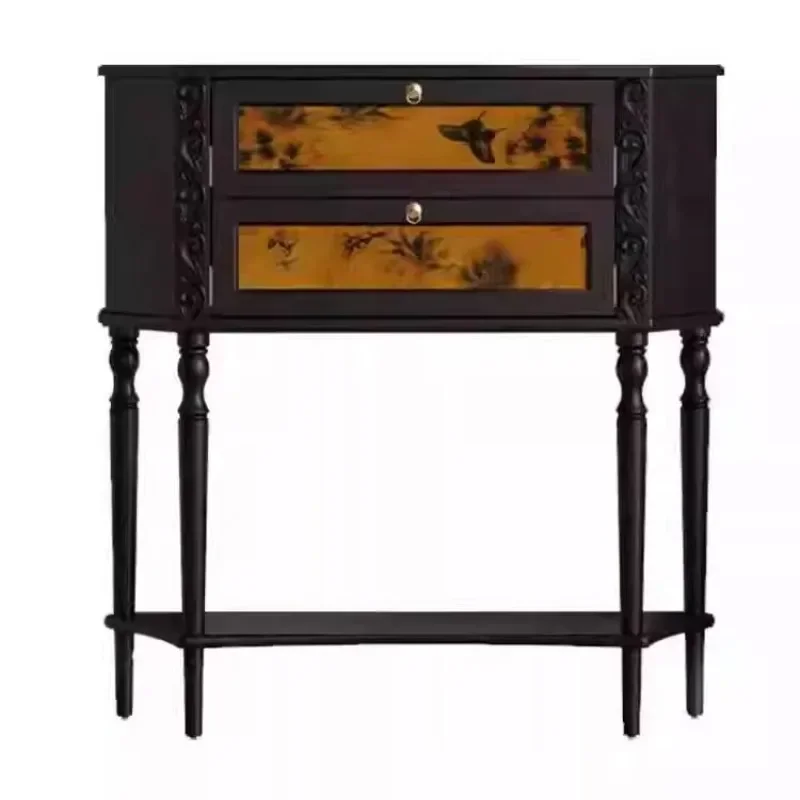 Entrance aisle small apartment type solid wood storage in antique living room