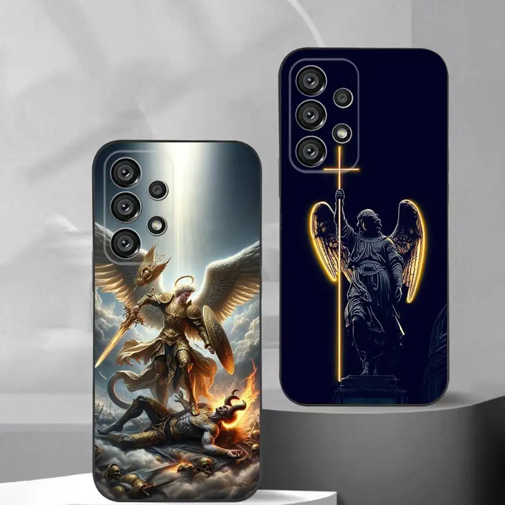 

Archangel Michael Cross Phone Case For Samsung S25,S24,S21,S22,S23,S30,Ultra,S20,Plus,Fe,Lite,Note,10,9,5G Black Cover