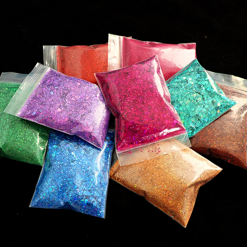 50G Resin Fillings Mixed Hexagon Holographic Chunky Glitter Rose Gold Silver Sequins For Resin Art Crafts DIY Nails Decorations