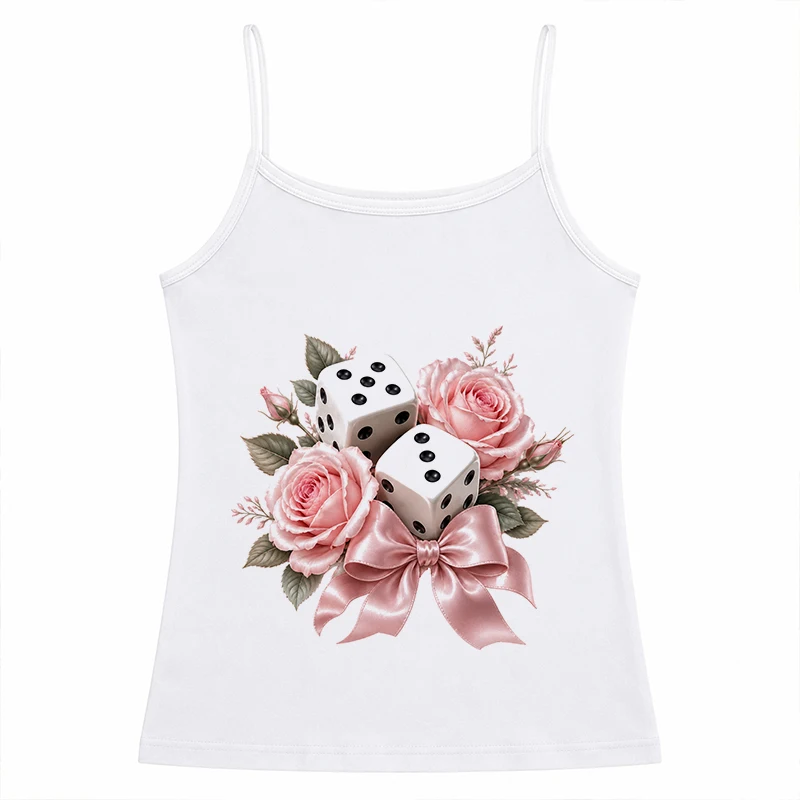 Y2k Aesthetic Causal Sleeveless Tank Tops Women's Clothes Summer Print Graphics Cute Crop Tops Vintage Punk Slim Fit Streetwear