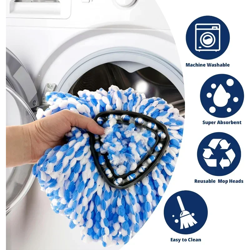 3Pc Spin Mop Replacement Head,Mop Head Replacement Compatible for Ocedar RinseClean 2-Tank System, Microfiber, Machine Washable